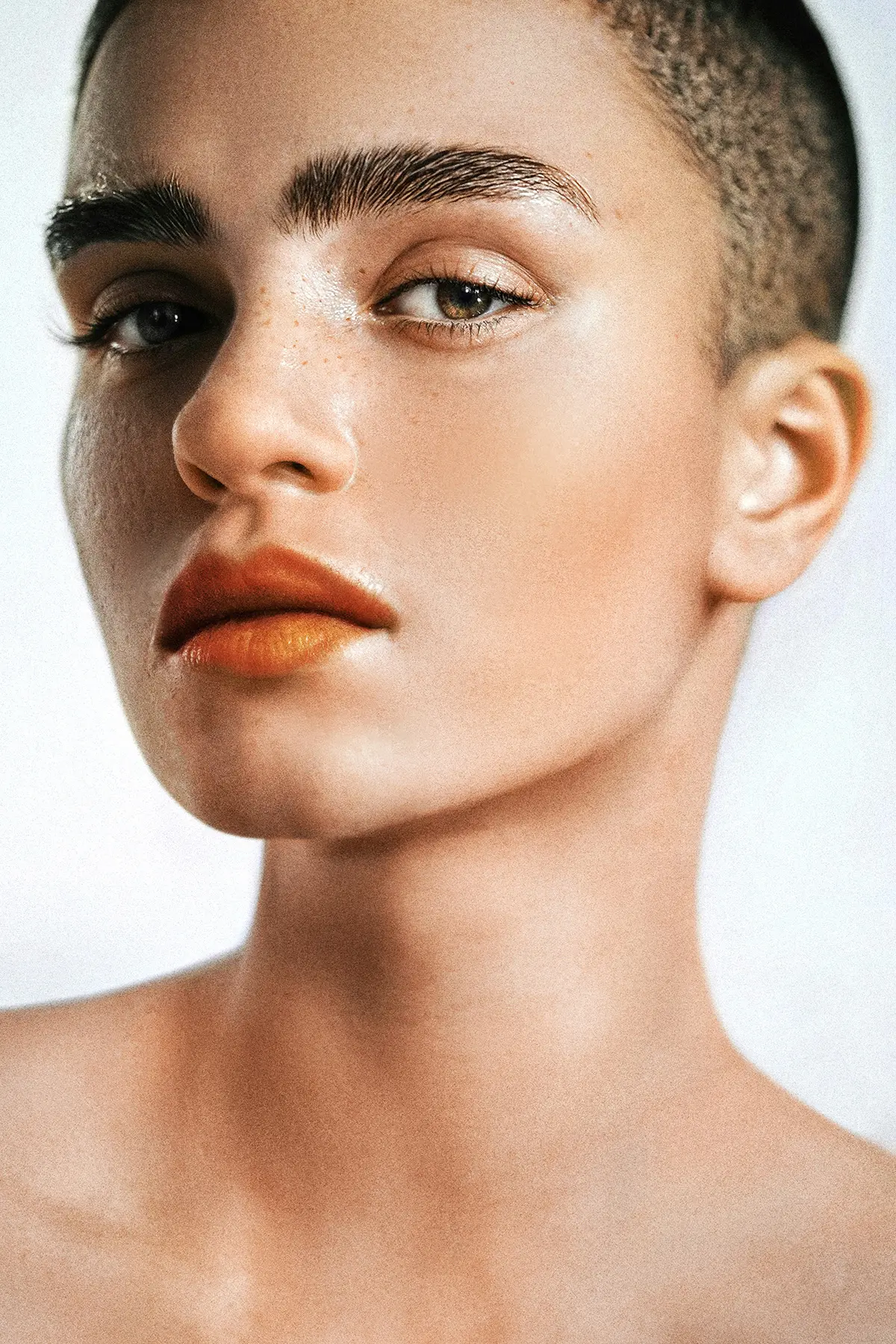 Close portrait after AI-assisted skin retouching
