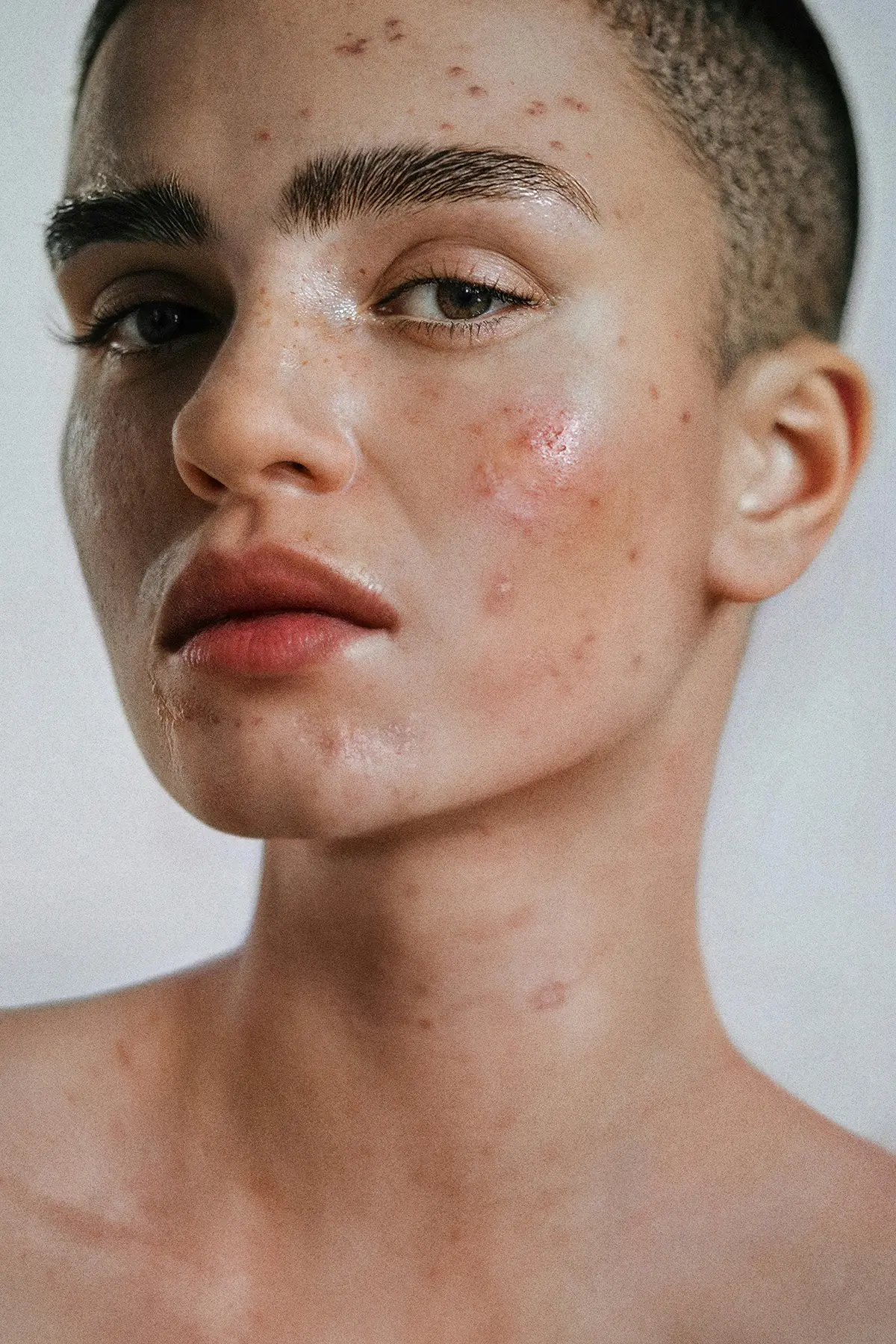 Close portrait before AI-assisted skin retouching