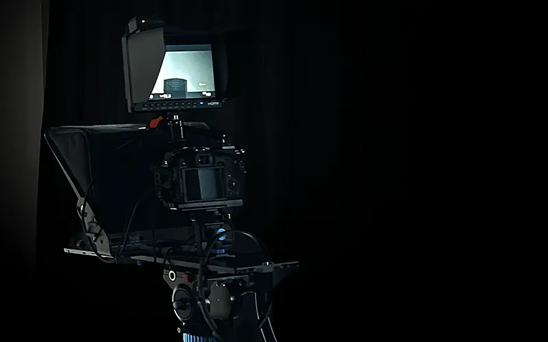 Camera and teleprompter production setup