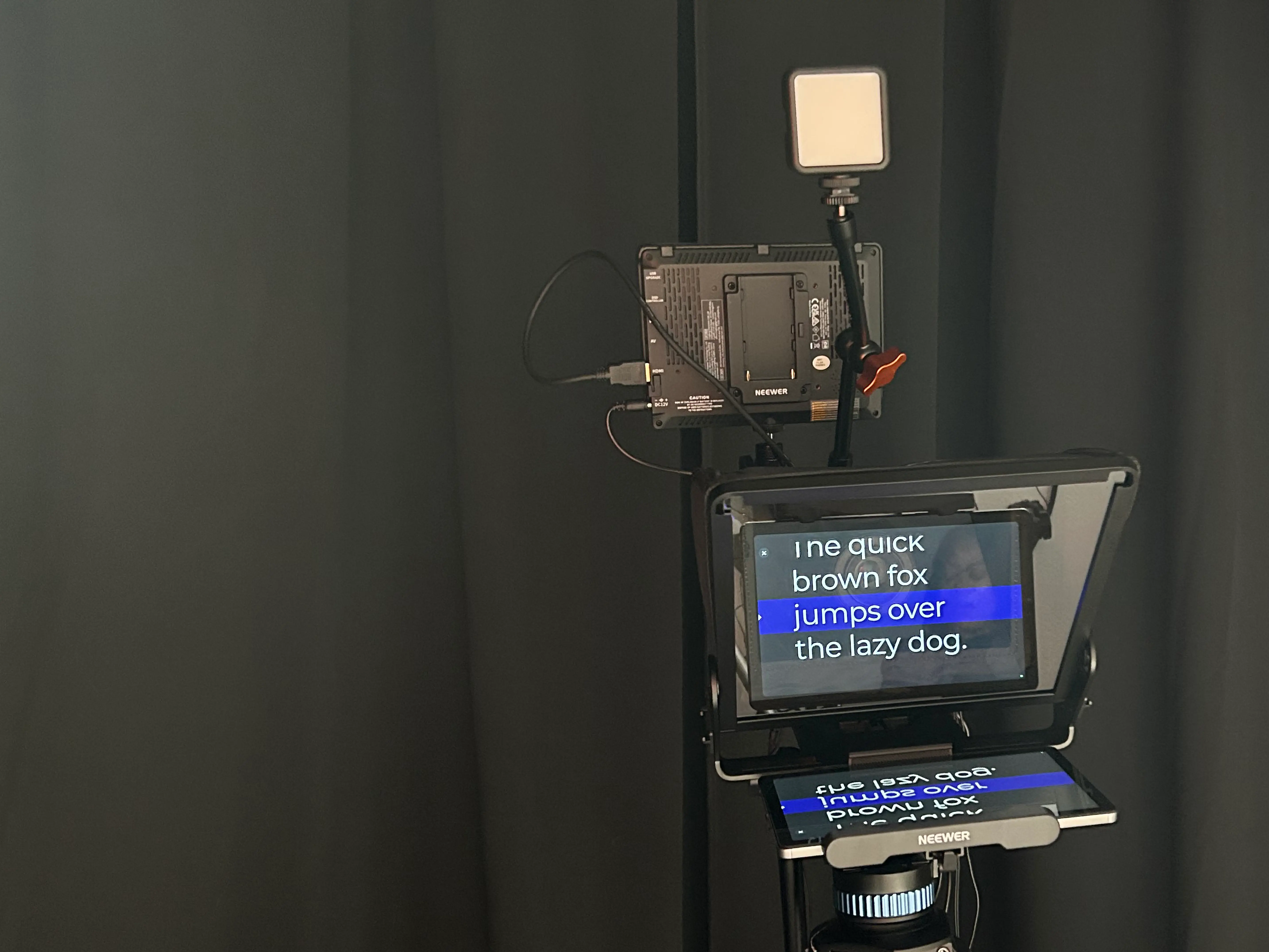 Teleprompter used to support guided speaking delivery