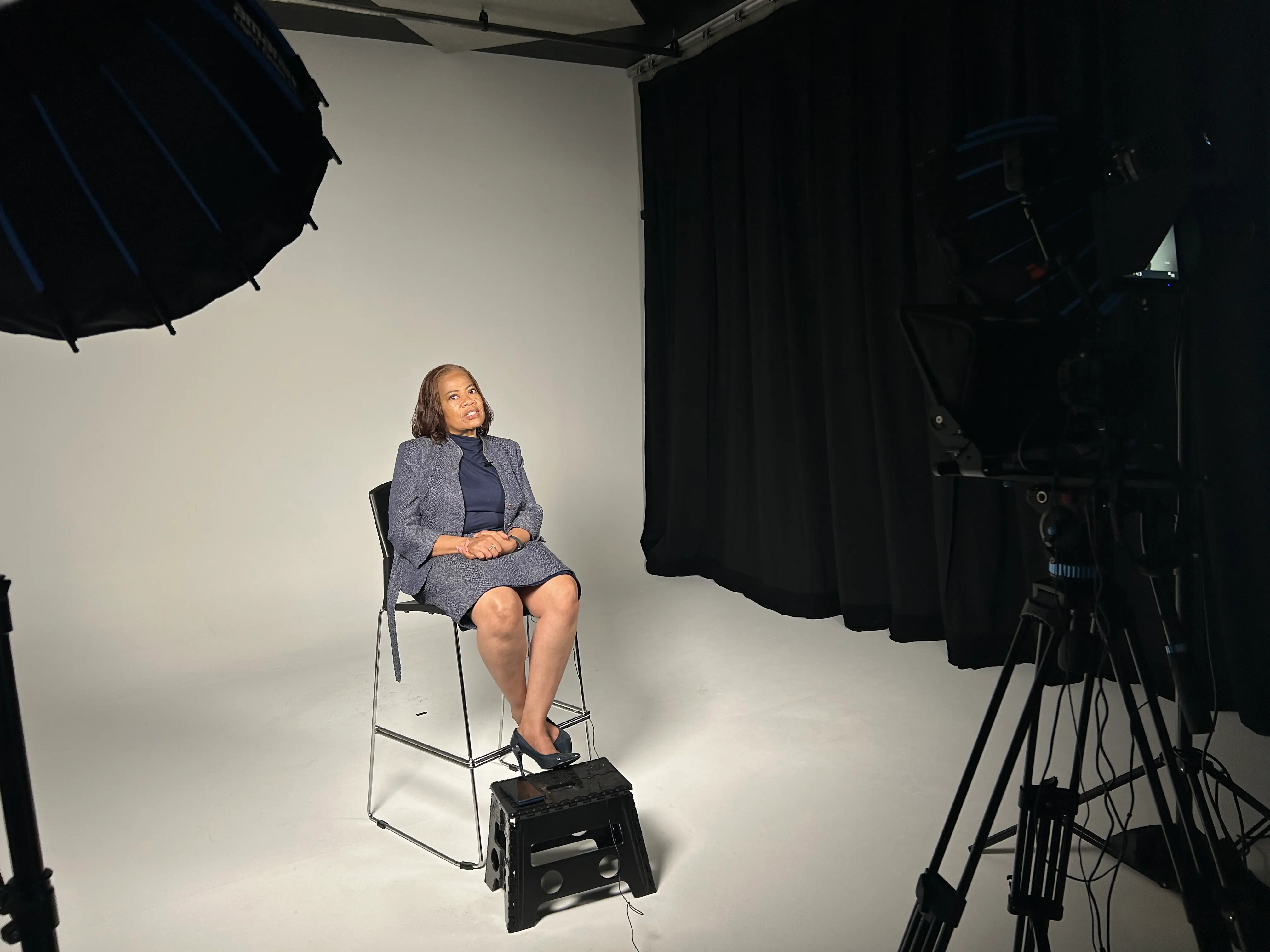 Client behind the scenes during an Authority Experience production