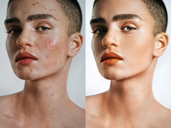 Dramatic before and after photo showcasing professional retouching service.