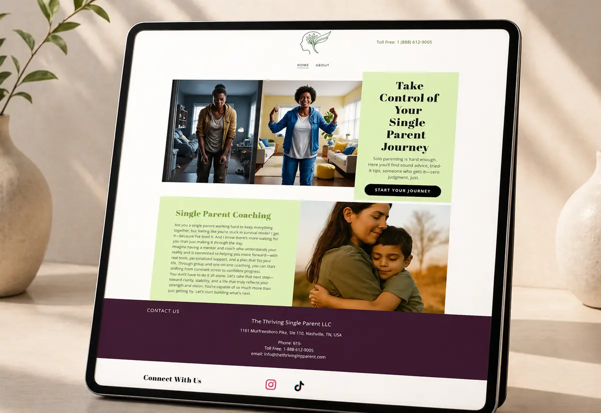Original The Thriving Single Parent website before Phoenix redesign