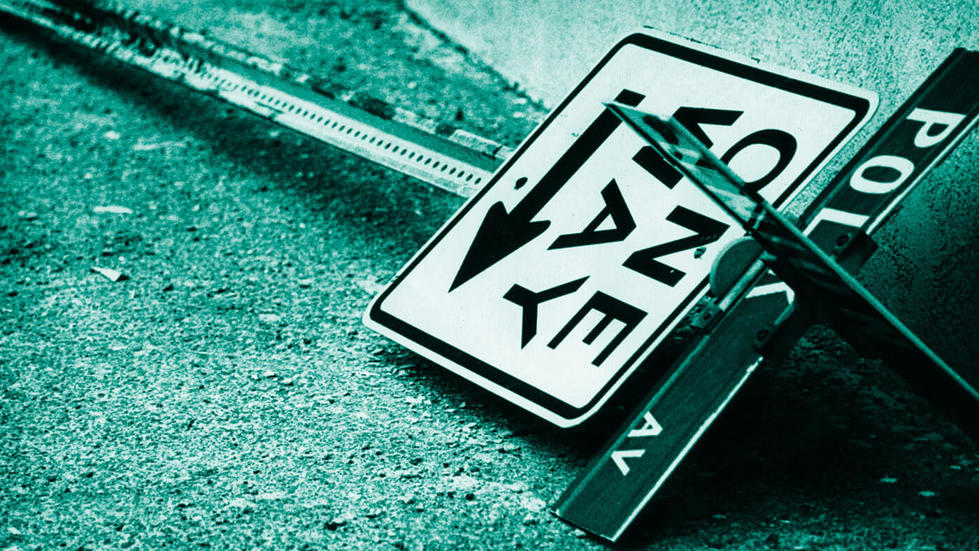 Graphic composition using a fallen street sign by Phoenix Photography Nashville